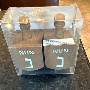 Hanukkah Two Brown Wooden Dreidels New in box